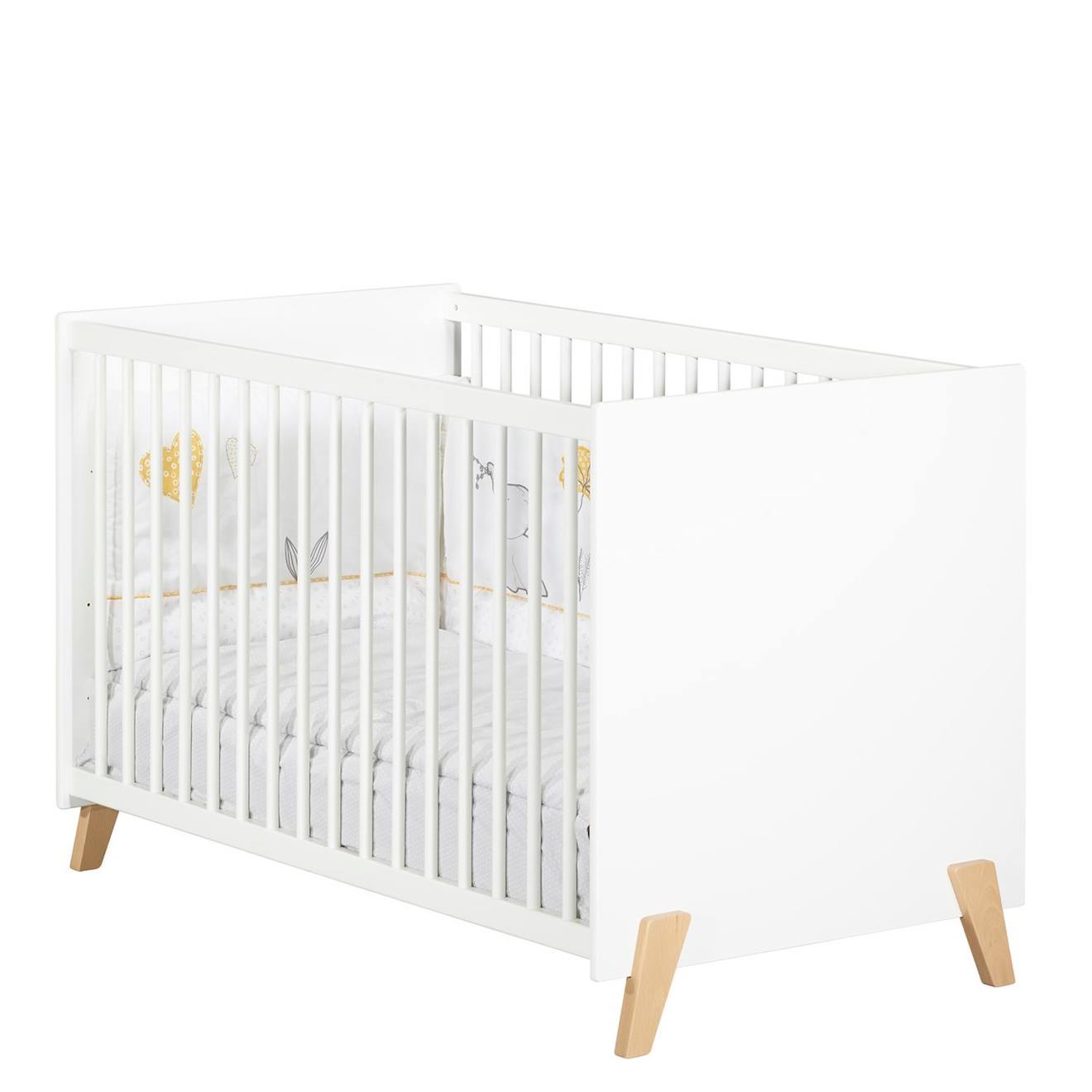 Lit Sur Pieds En Bois - Joy Blanc/marron (Baby Price) - Image 1
