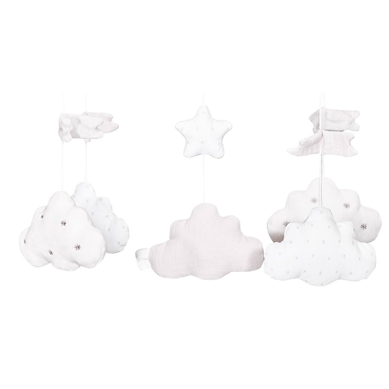 Mobile Musical En Velours - Lily Blanc/gris (Sauthon) - Image 1