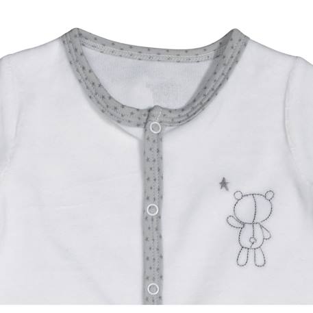 Pyjama bébé en velours à manches longues - celeste Blanc/gris foncé 2 - vertbaudet enfant 