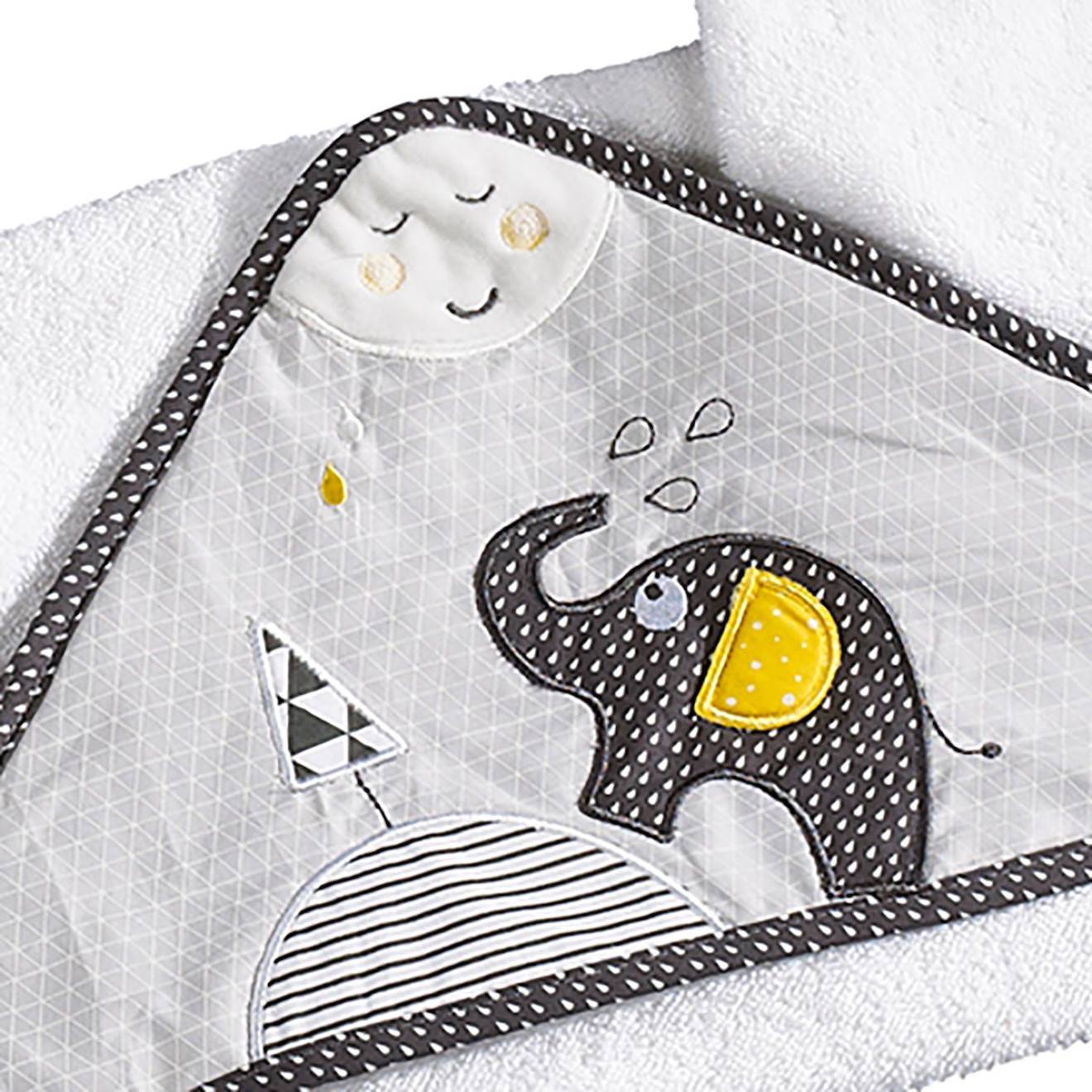 Sortie De Bain Et Son Gant En Coton - Babyfan Blanc (Sauthon) - Image 1