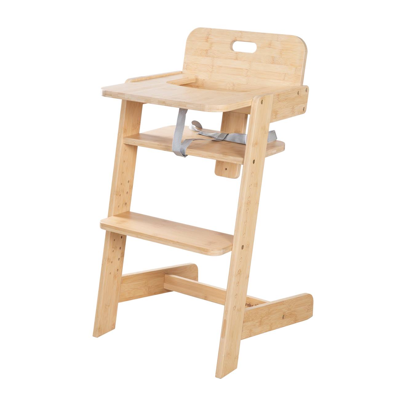 Chaise Haute Évolutive En Bambou Fsc® Avec Plateau Repas Nature Up Bois Naturel