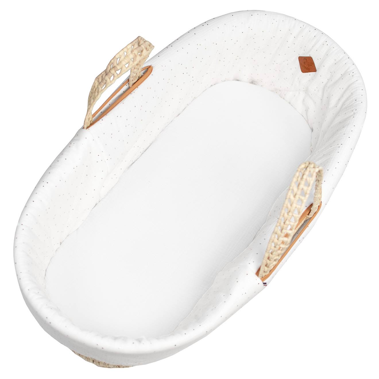 Habillage De Couffin En Gaze De Coton Pois Dorés Blanc