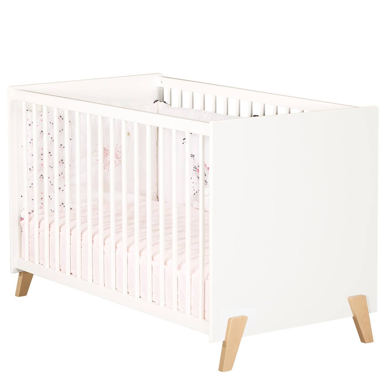 Baby Price - Lit Bébé Sur Pieds En Bois Blanc/marron