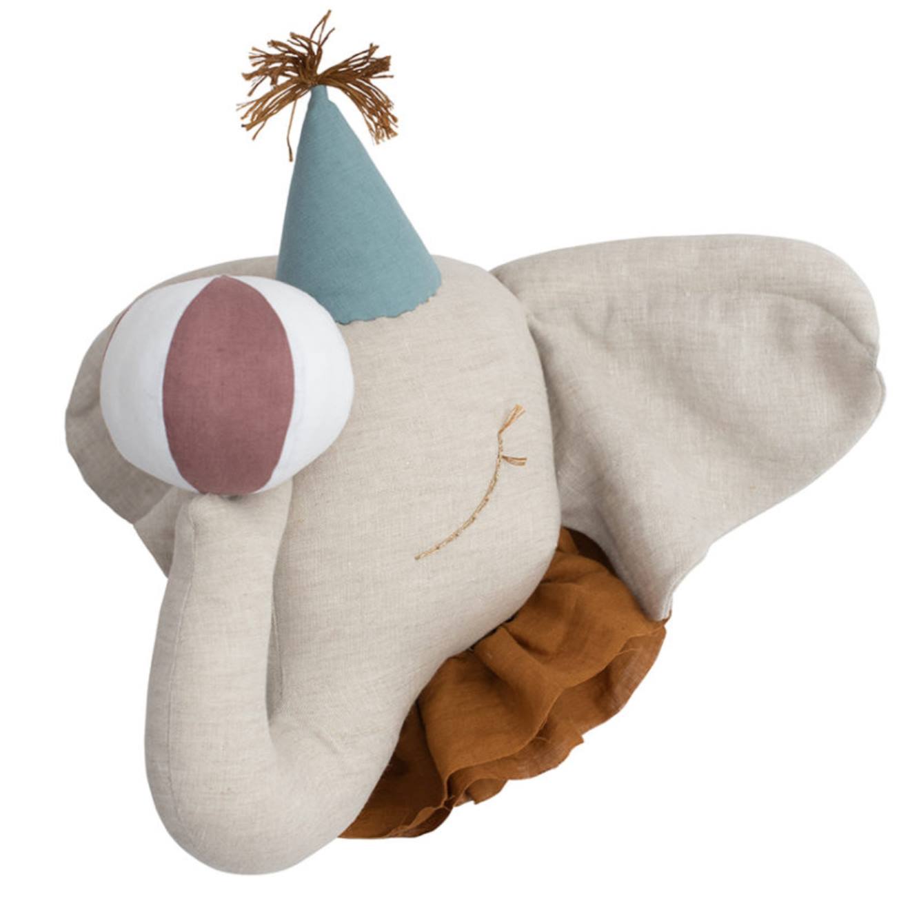 Trophée Mural Enfant En Lin Éléphant De Cirque Beige Beige, Cirque