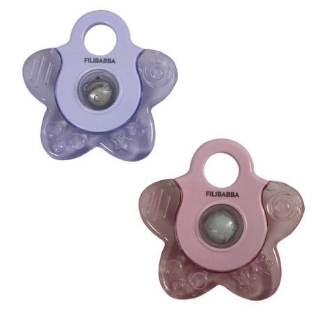 Filibabba - Lot De 2 Anneaux De Dentition Réfrigérants Étoiles Rose