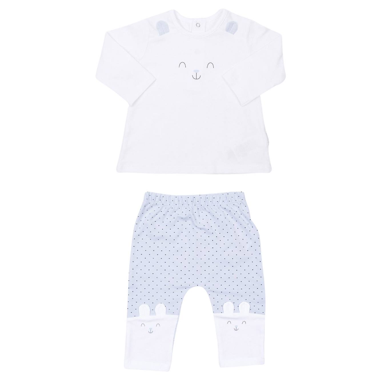 Pyjama Bébé 2 Pièces En Coton Bio Lapin Bleu