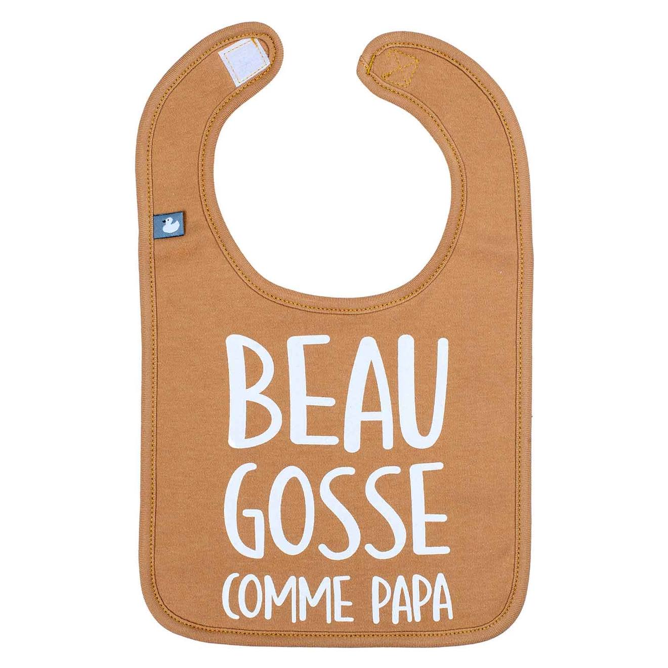 Bavoir Bébé Personnalisé - Beau Gosse Comme Papa ! Marron