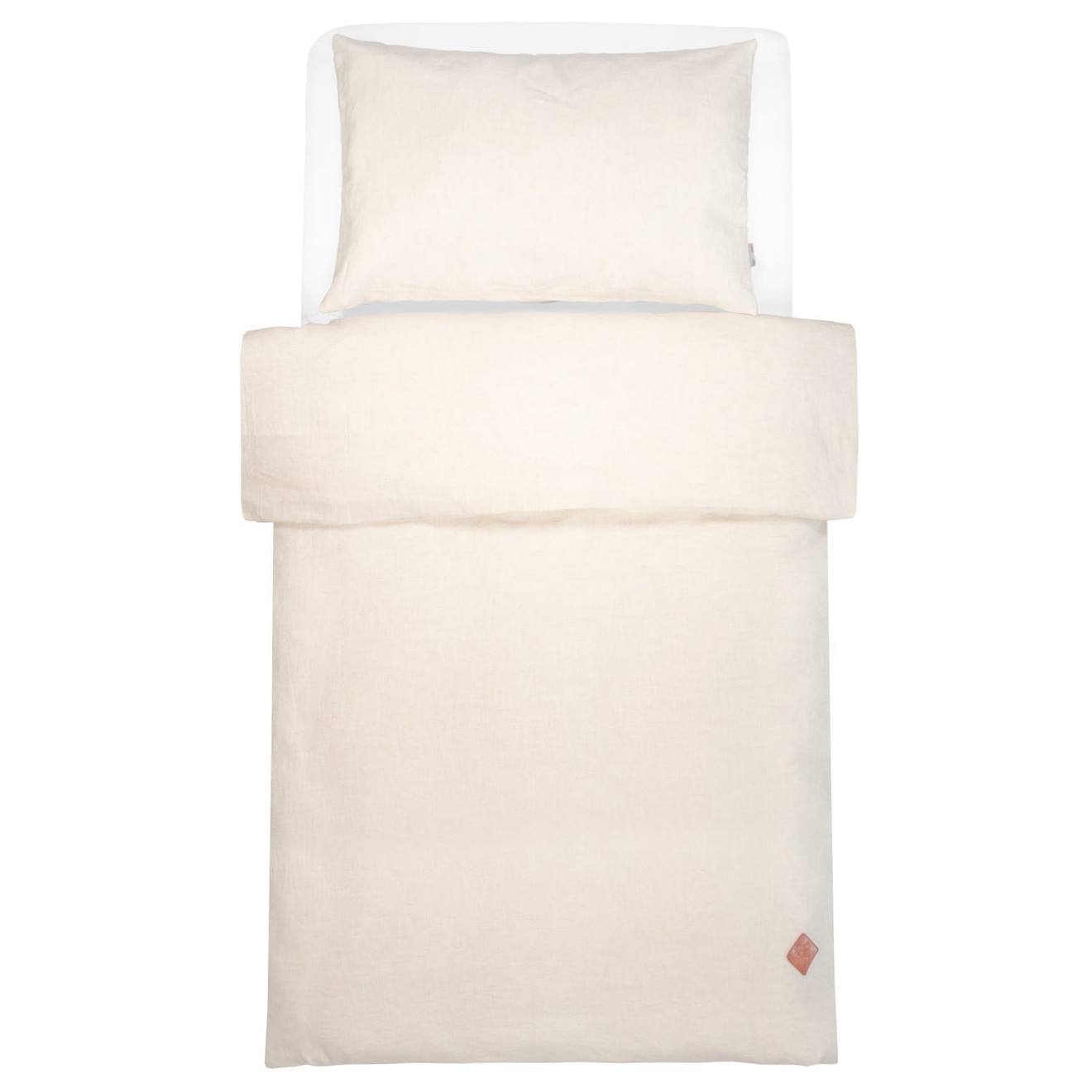 Parure De Lit Bébé Réversible Housse De Couette Et Taie D'oreiller En Lin Lavé Beige