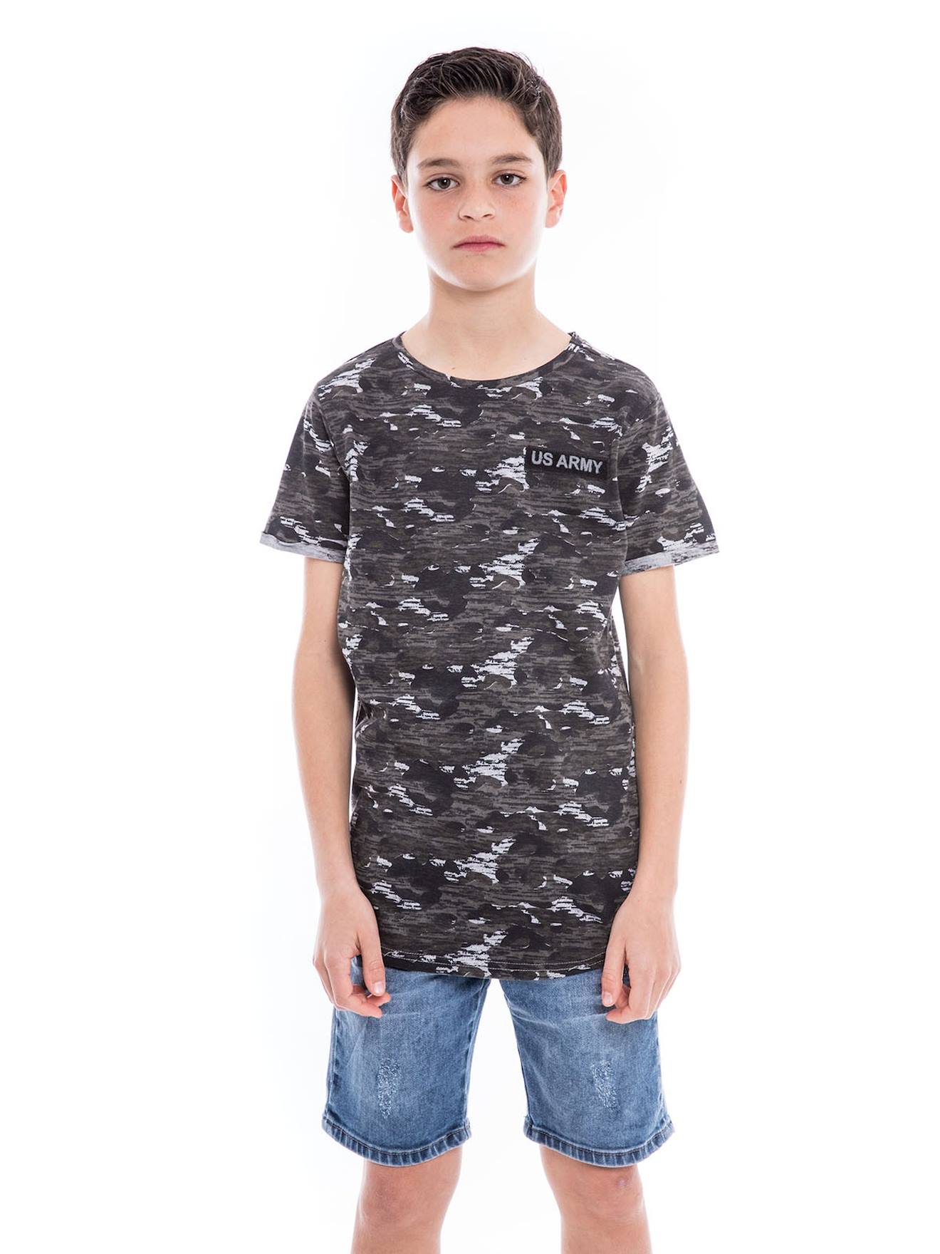 T-shirt Motif Militaire Nimon Boy Gris
