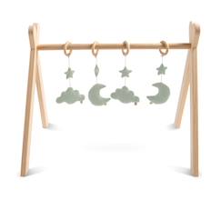 Arche d'éveil bois avec 4 jouets - uni sauge  - vertbaudet enfant