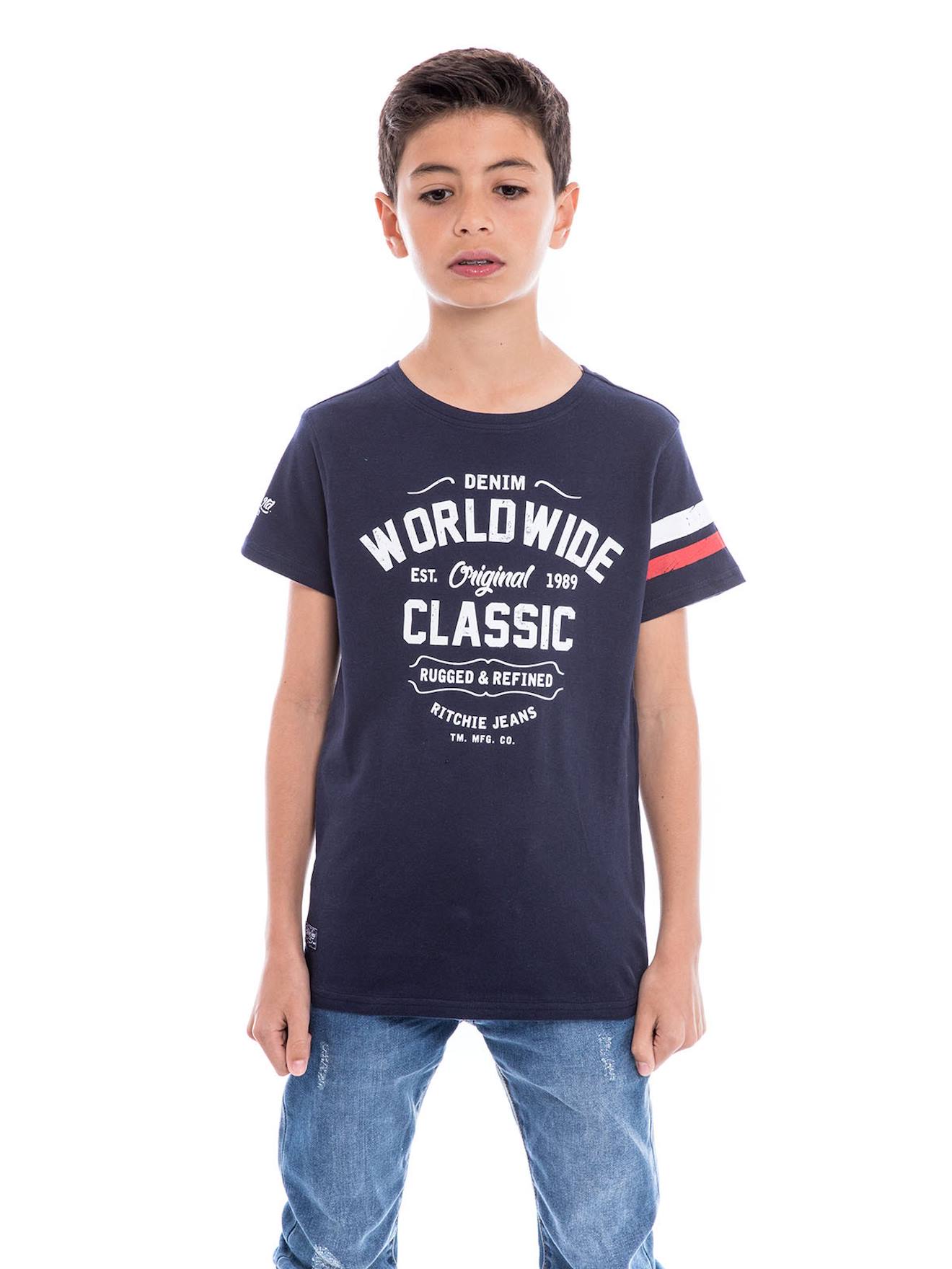 T-shirt Col Rond Nolero Boy Bleu Marine