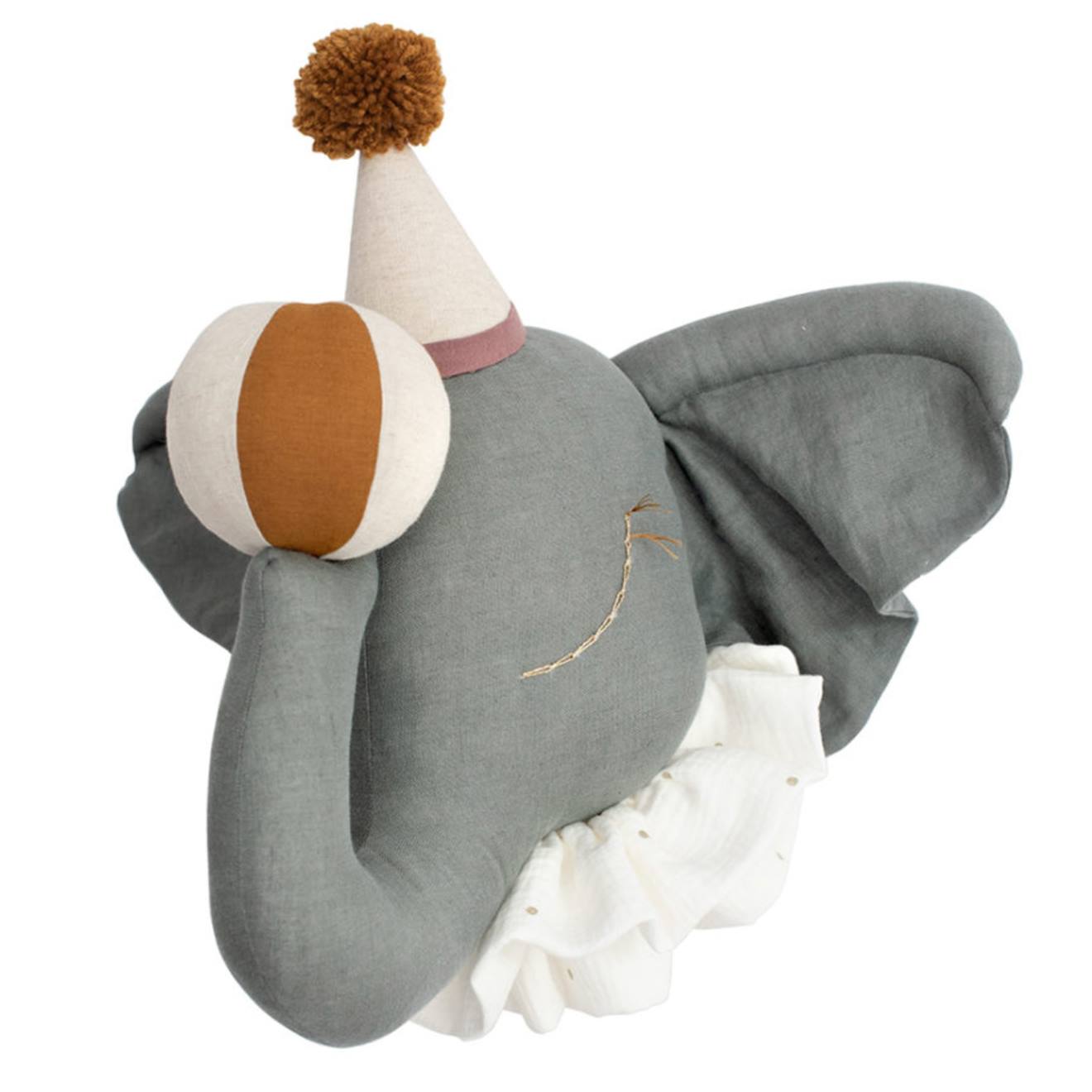 Trophée Mural Enfant En Lin Éléphant De Cirque Gris Gris, Cirque