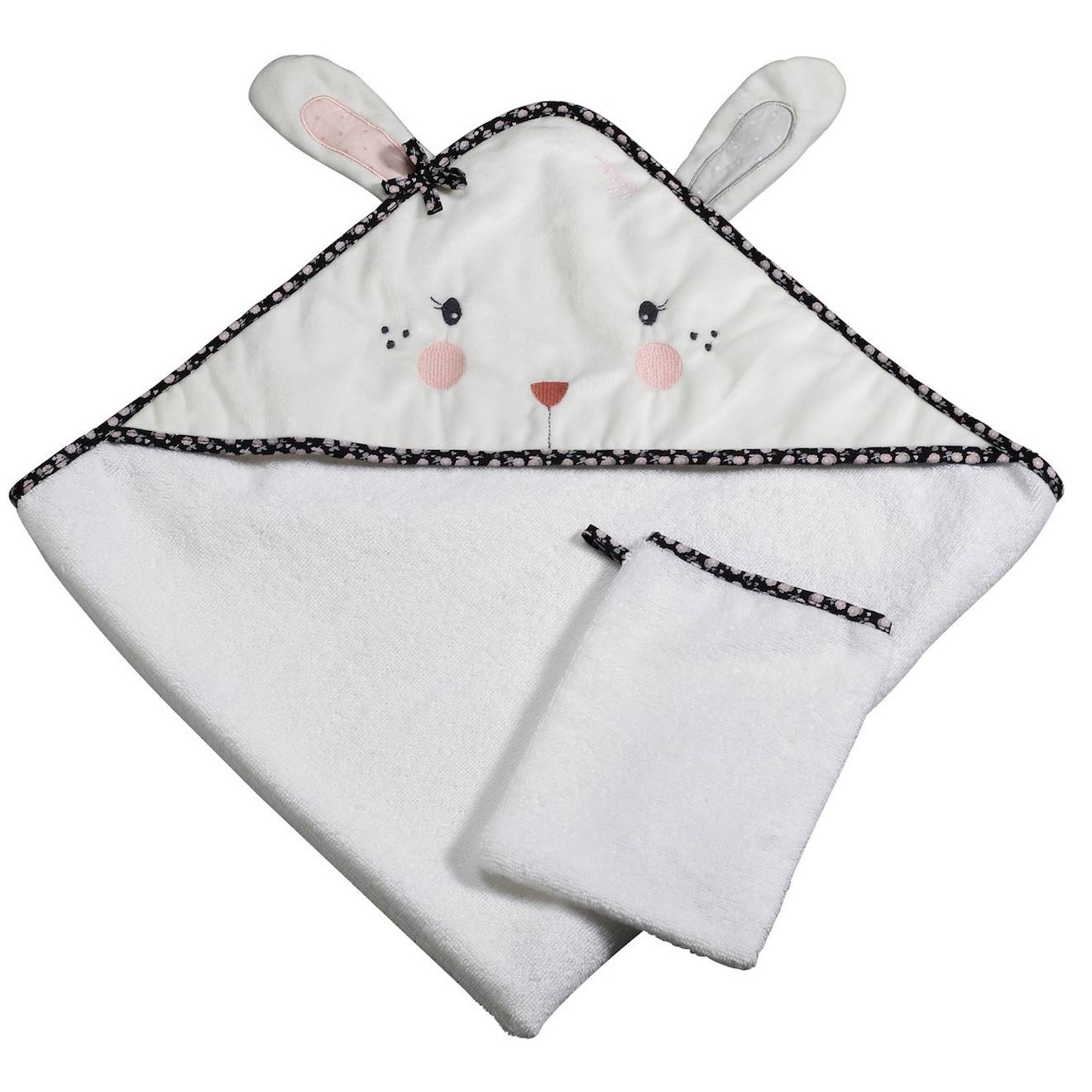 Sortie De Bain Lapin Et Gant En Coton - Miss Fleur De Lune Blanc