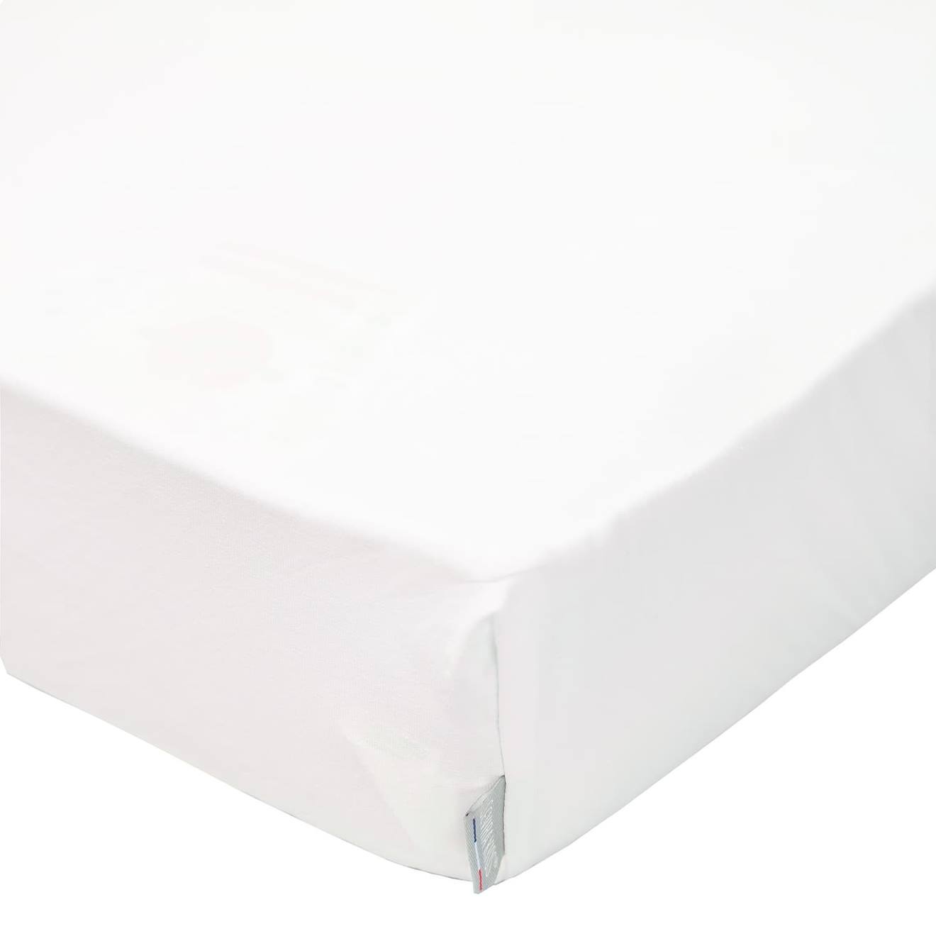Drap Housse En Coton Jersey Uni Blanc