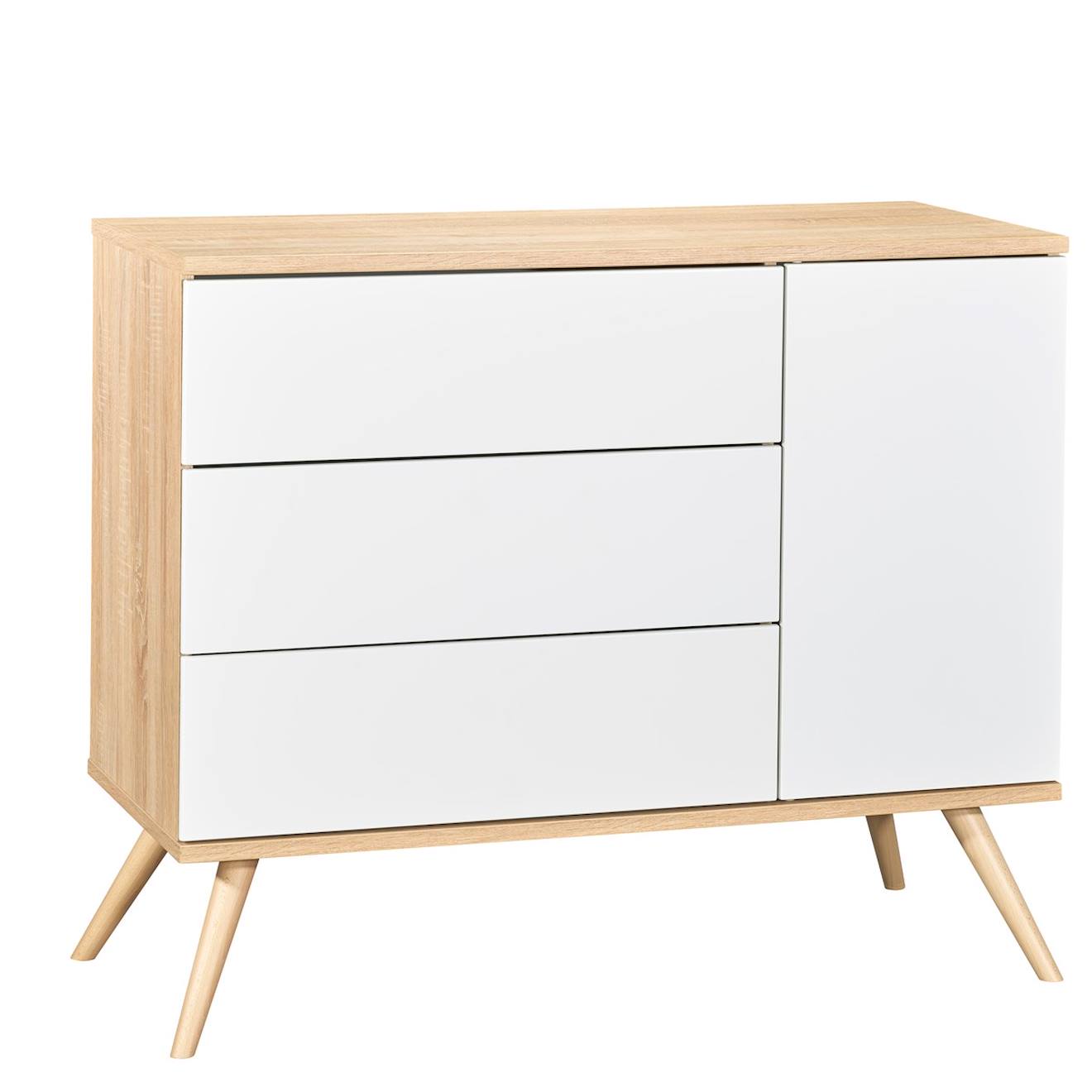 Commode 1 Porte 3 Tiroirs En Bois - Seventies Blanc