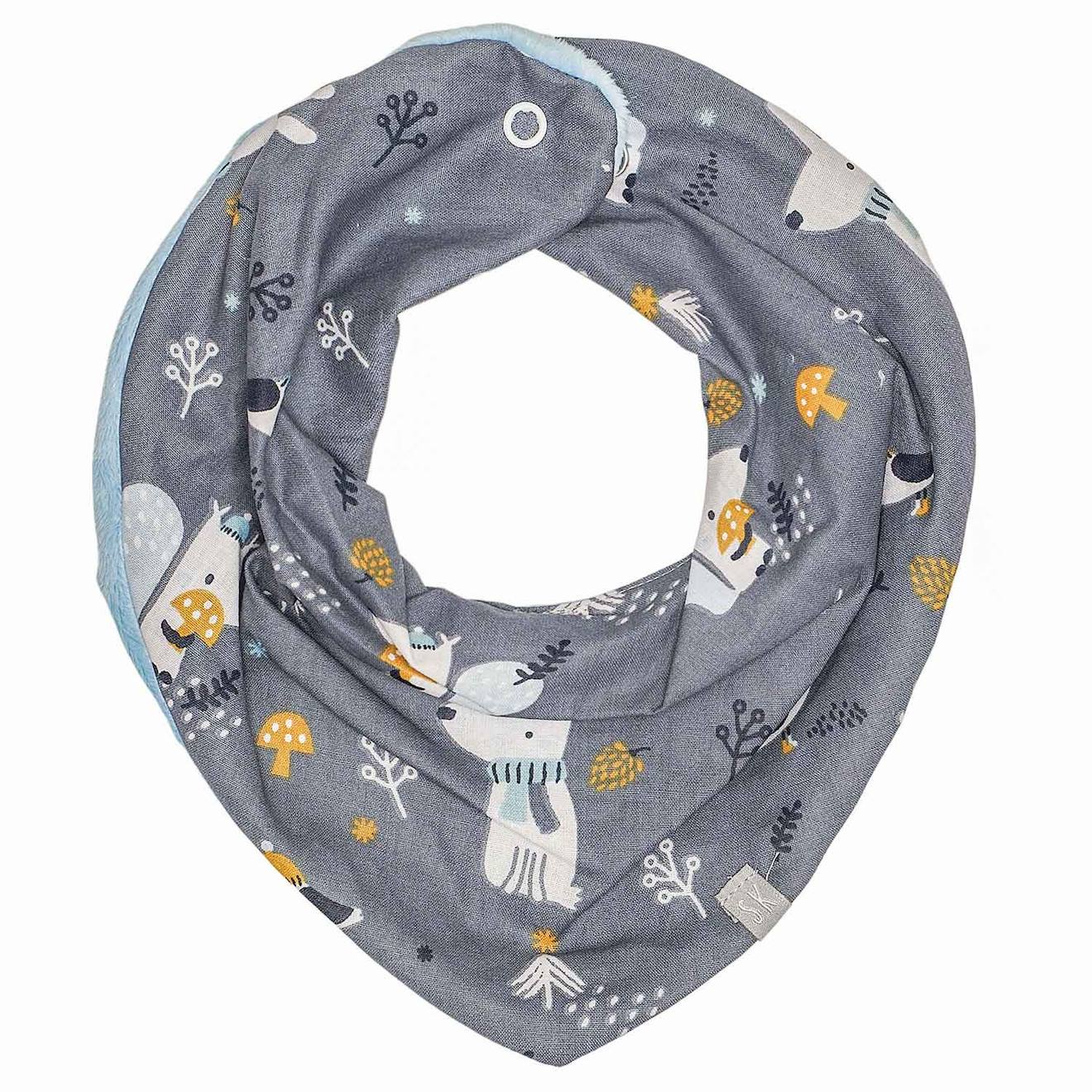 Bavoir Bandana Cache-cou Réversible Robin Gris