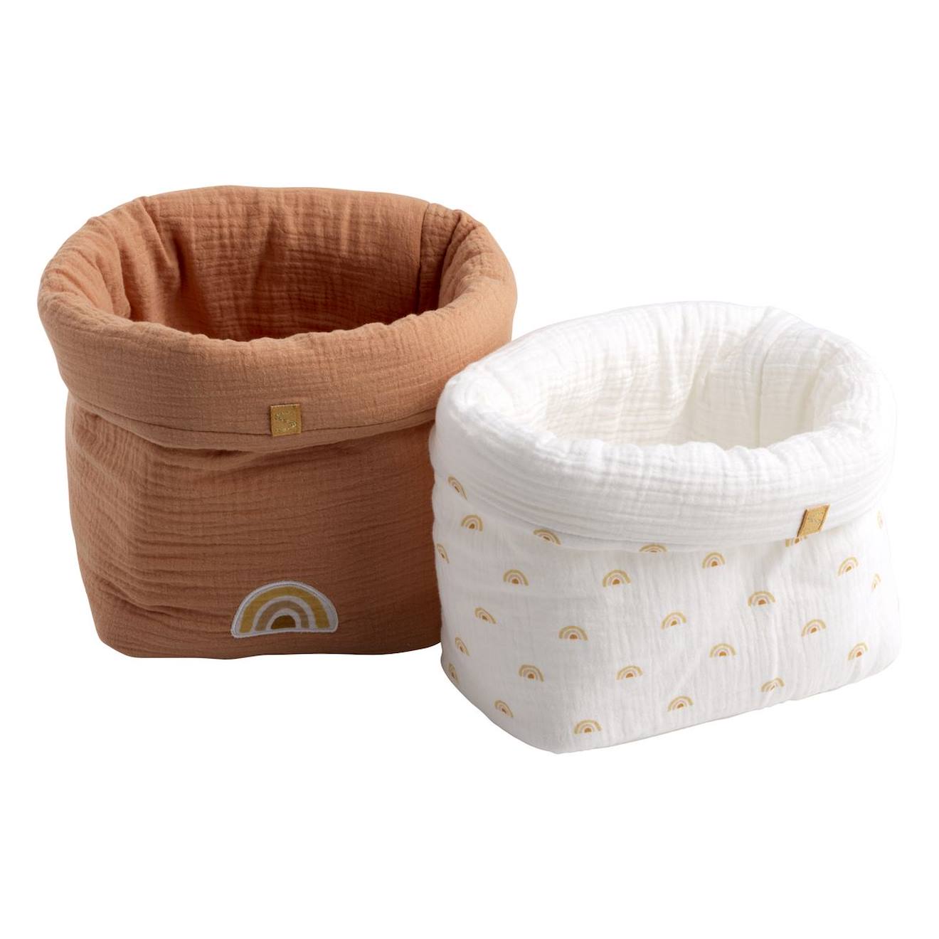 Panières De Rangement Lot De 2 En Coton Orange
