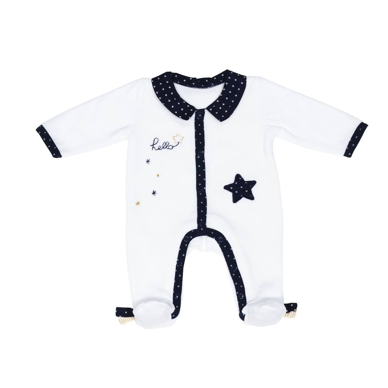 Pyjama Bébé À Manches Longues En Velours Blanc