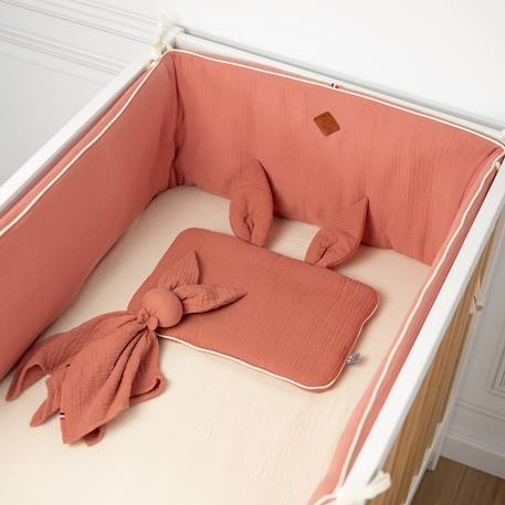 Oreiller plat lapin en gaze de coton jeanne Beige+Blanc+Blanc à pois or+Bleu+Camel+Écru+Gris clair+Terracotta+Vert de gris 43 - vertbaudet enfant 
