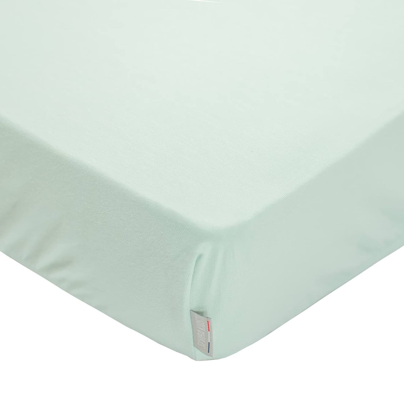 Drap Housse En Coton Jersey Uni Vert Amande