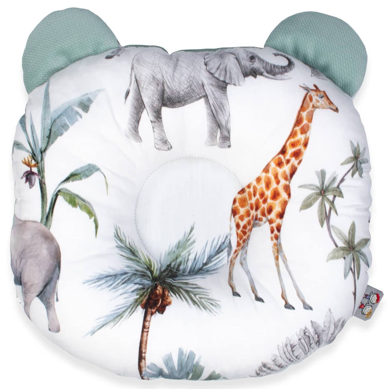 Coussin Anti Tête Plate En Coton Et Velvet Safari Vert
