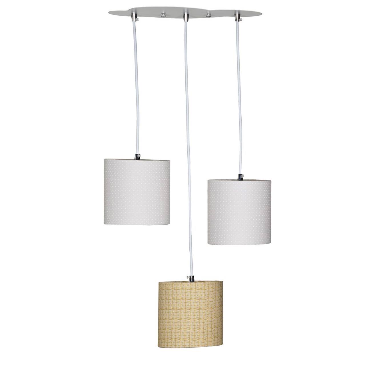 Suspension Lumineuse Trio Plafonnier En Coton Beige