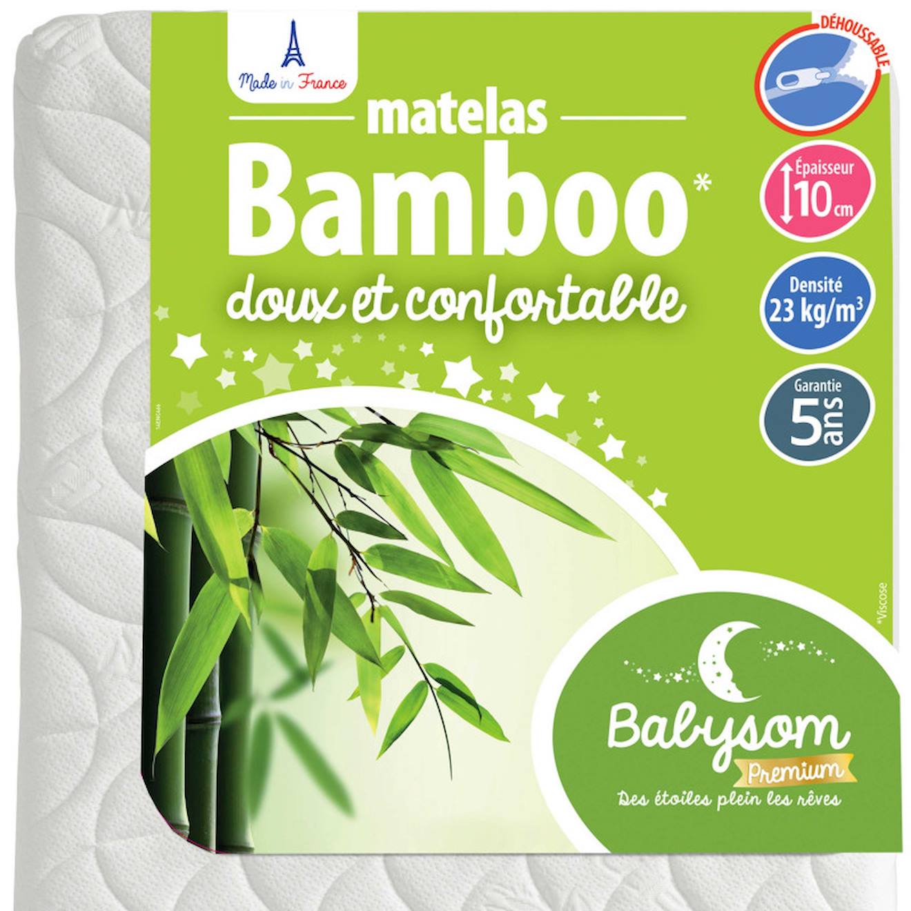 Matelas Bébé Bamboo Déhoussable Blanc