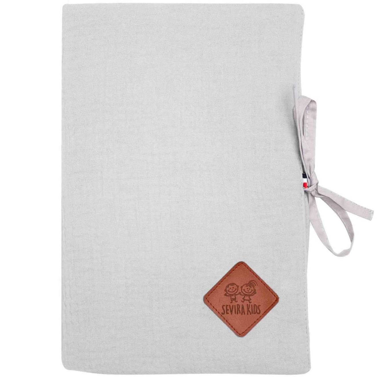 Protège Carnet De Santé En Gaze De Coton Jeanne Gris Clair