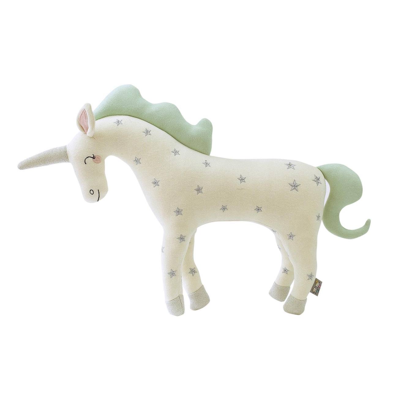 Peluche Licorne En Tricot De Coton Naturel Écru