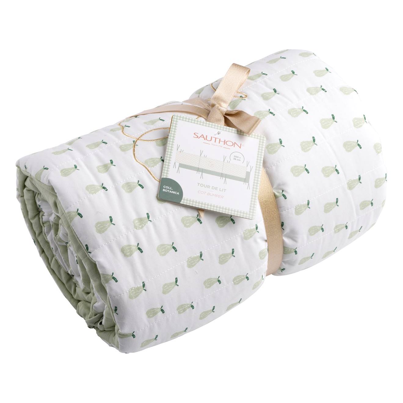 Tour De Lit En Coton - Botanica Vert Tilleul (Sauthon) - Image 1