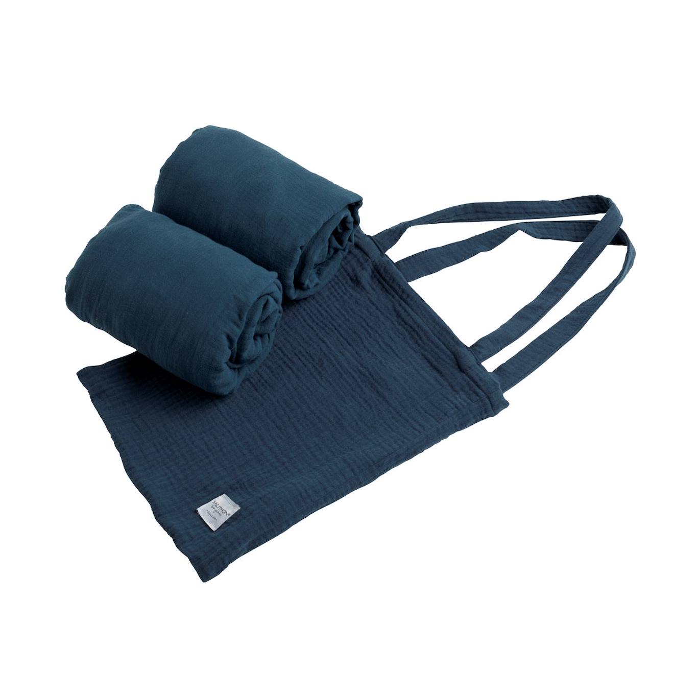 Lot 2 Draps Housse Pour Lit Évolutif Bébé En Coton - Galopin Bleu Nuit