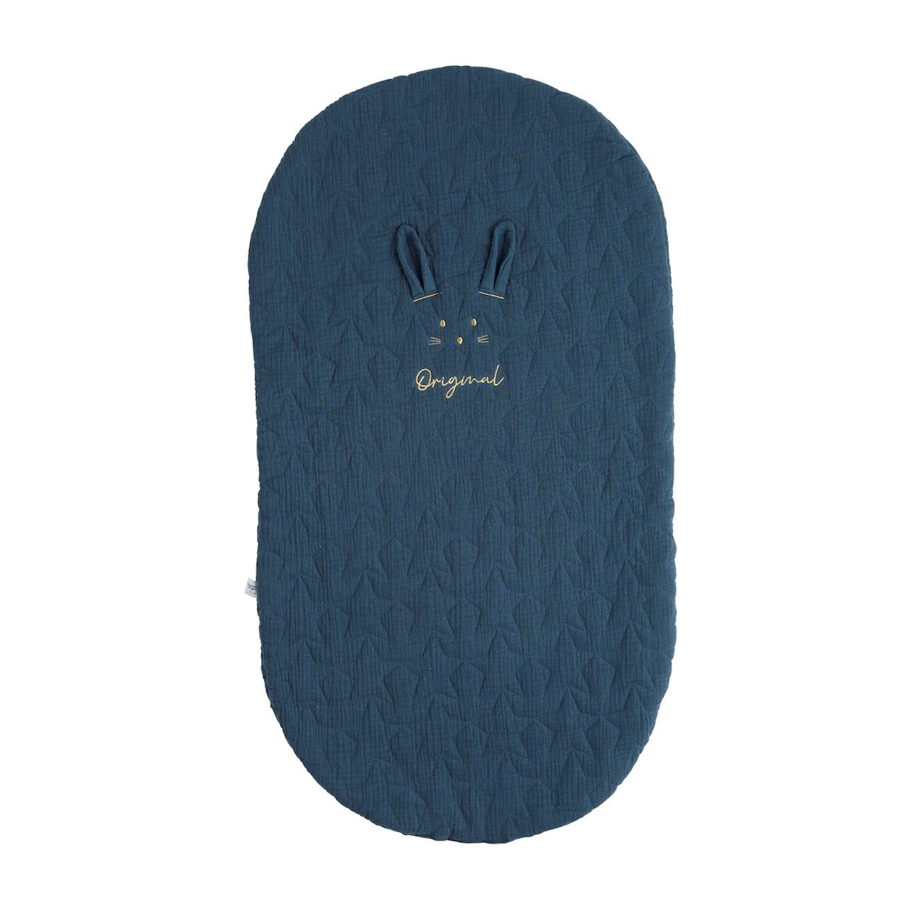 Couvre Lit Ovale Pour Berceau En Coton - Galopin Bleu Nuit