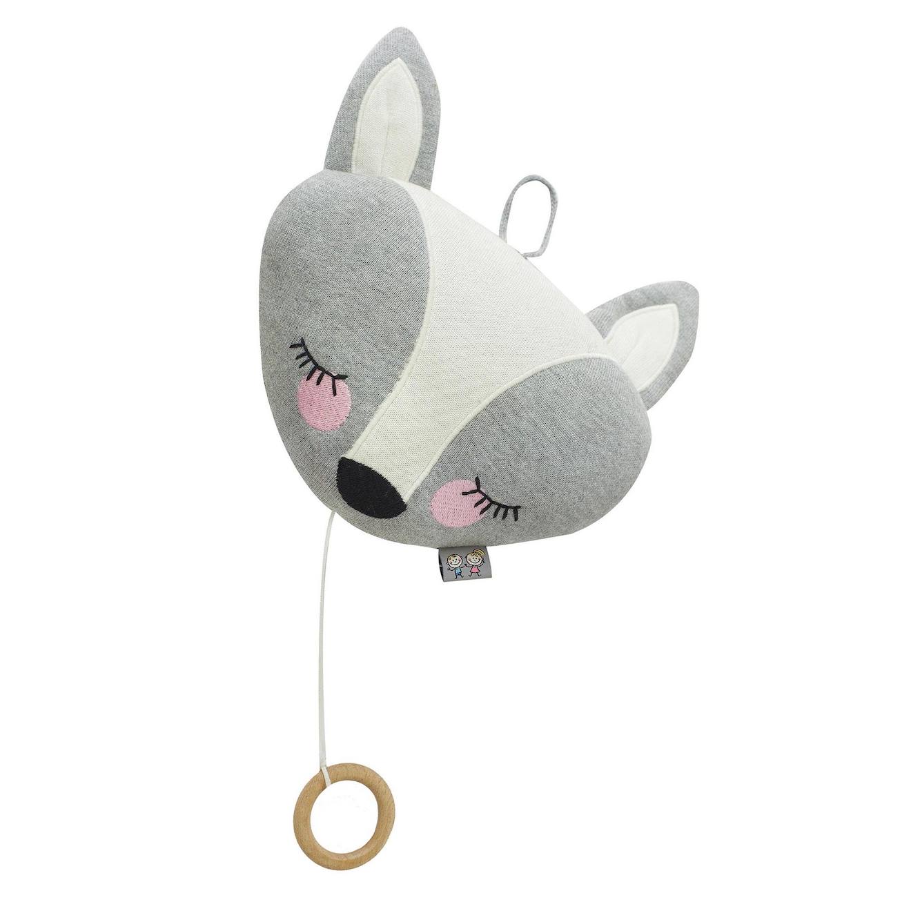 Peluche Musicale Renard En Coton Bio Dino Gris