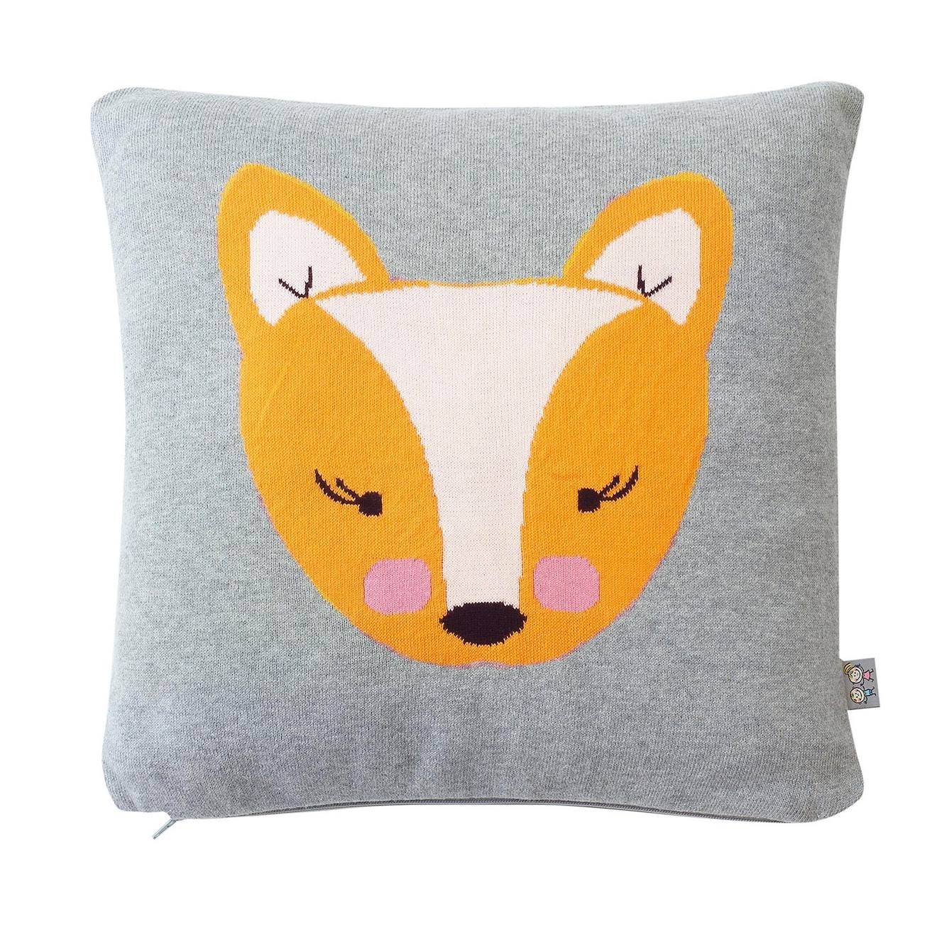 Taie De Coussin En Coton Biologique Gris, Renard