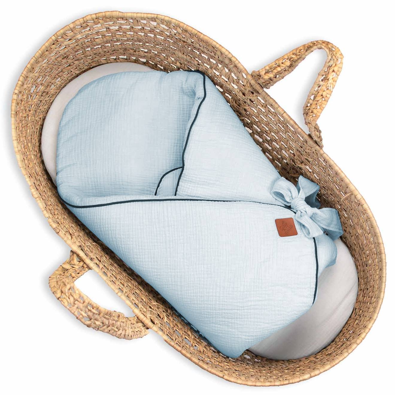 Couverture D'emmaillotage En Gaze De Coton Jeanne Bleu