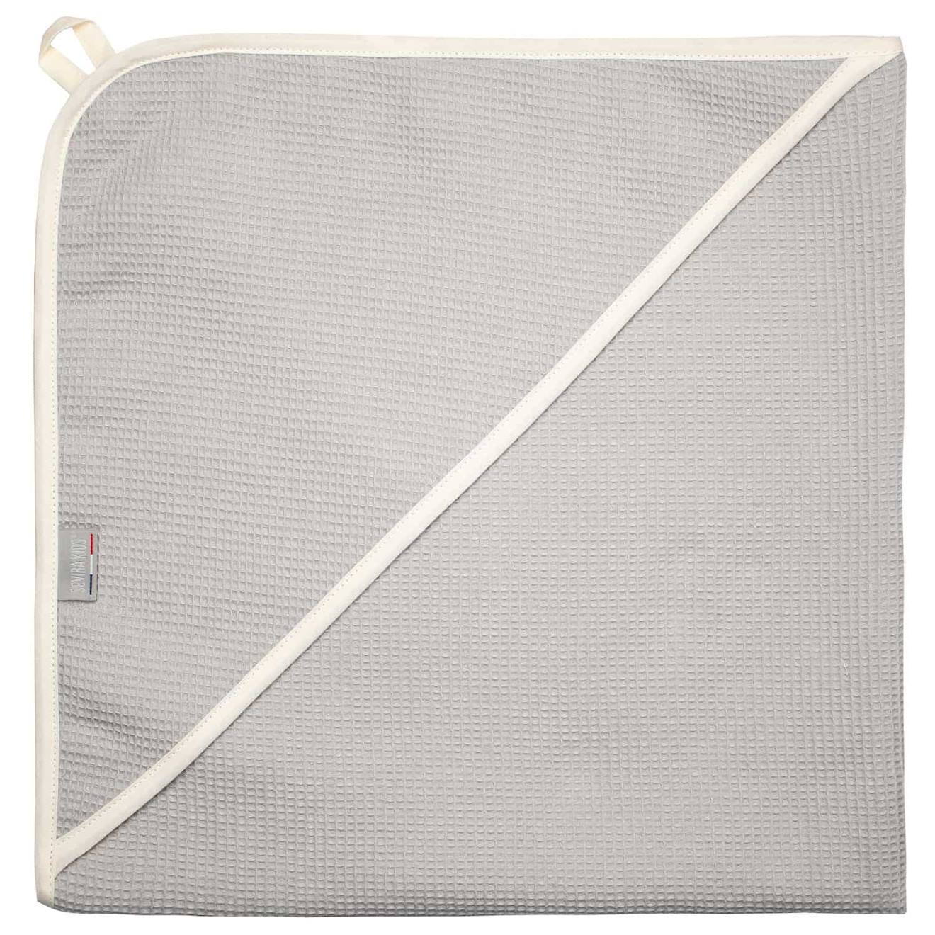 Cape De Bain Bébé En Coton Nid D'abeille Gris Clair