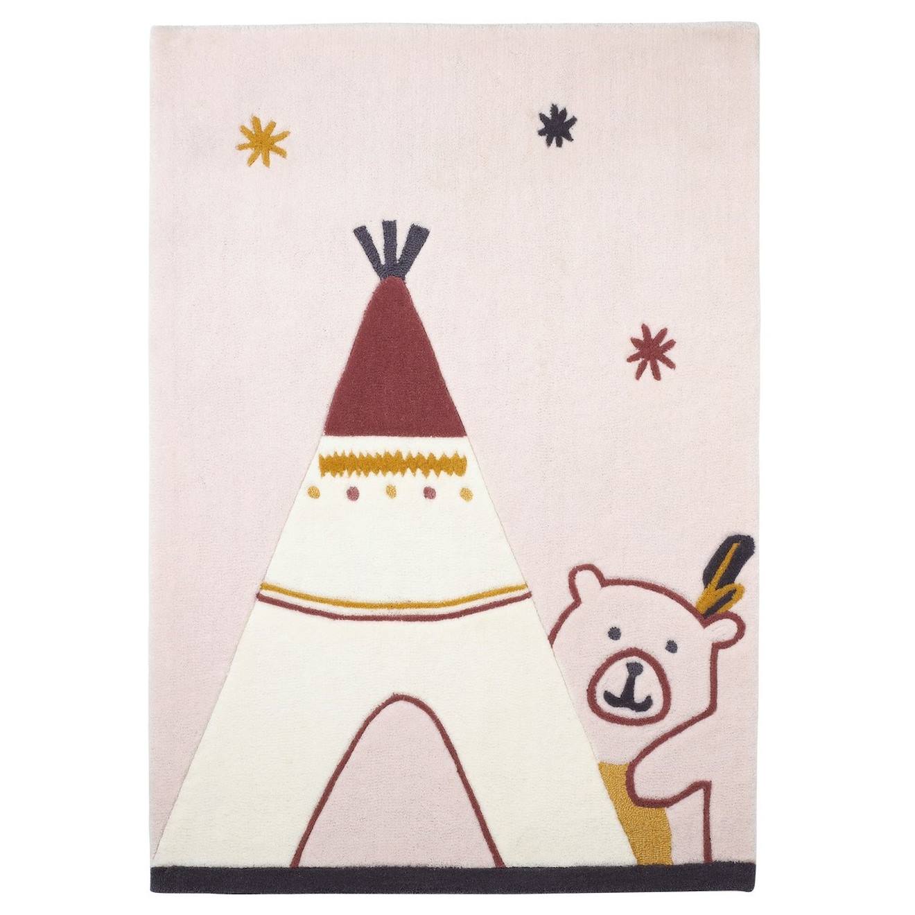 Tapis De Chambre Enfant Tipi En Acrylique Beige