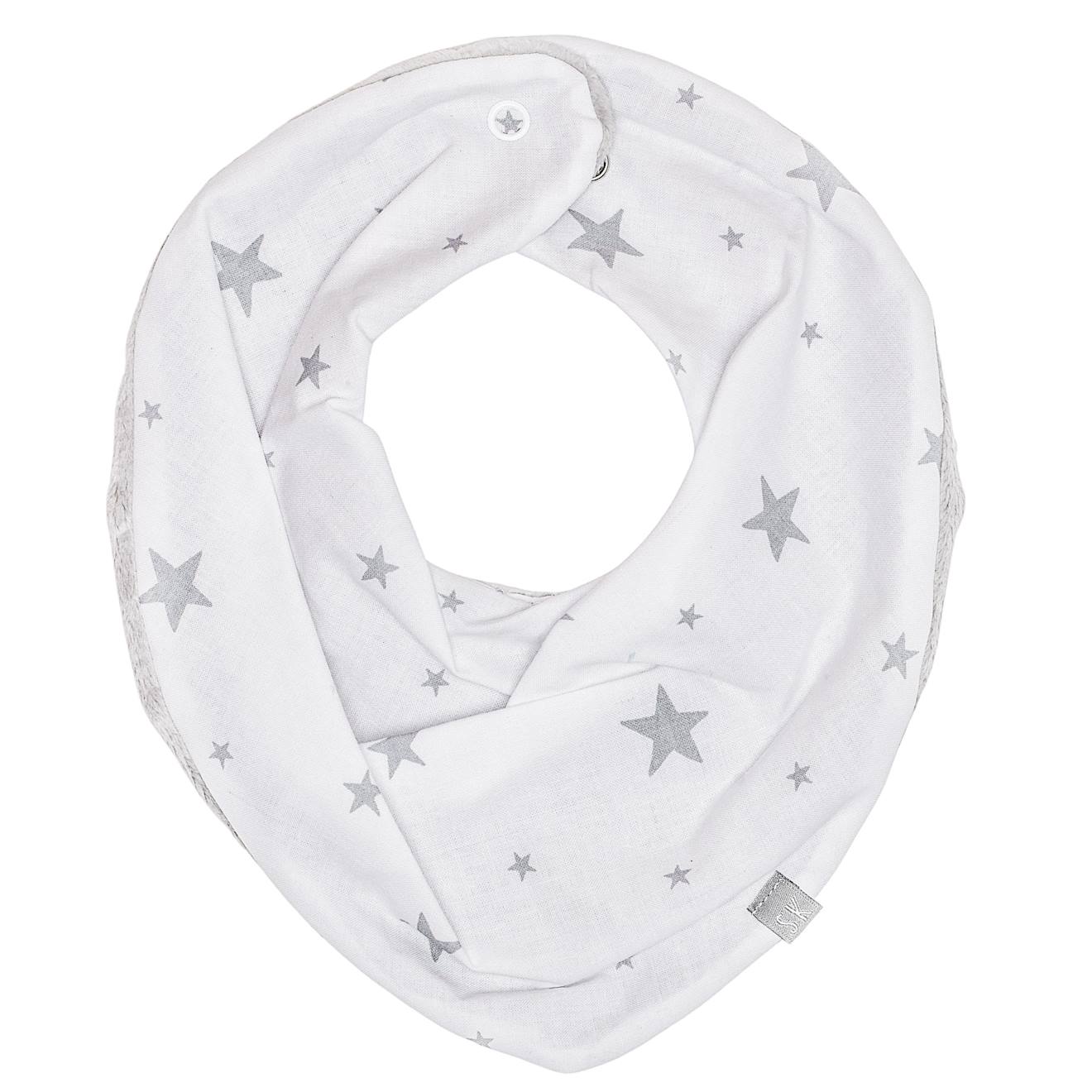 Bavoir Bandana Cache-cou Réversible Stella Blanc / Gris