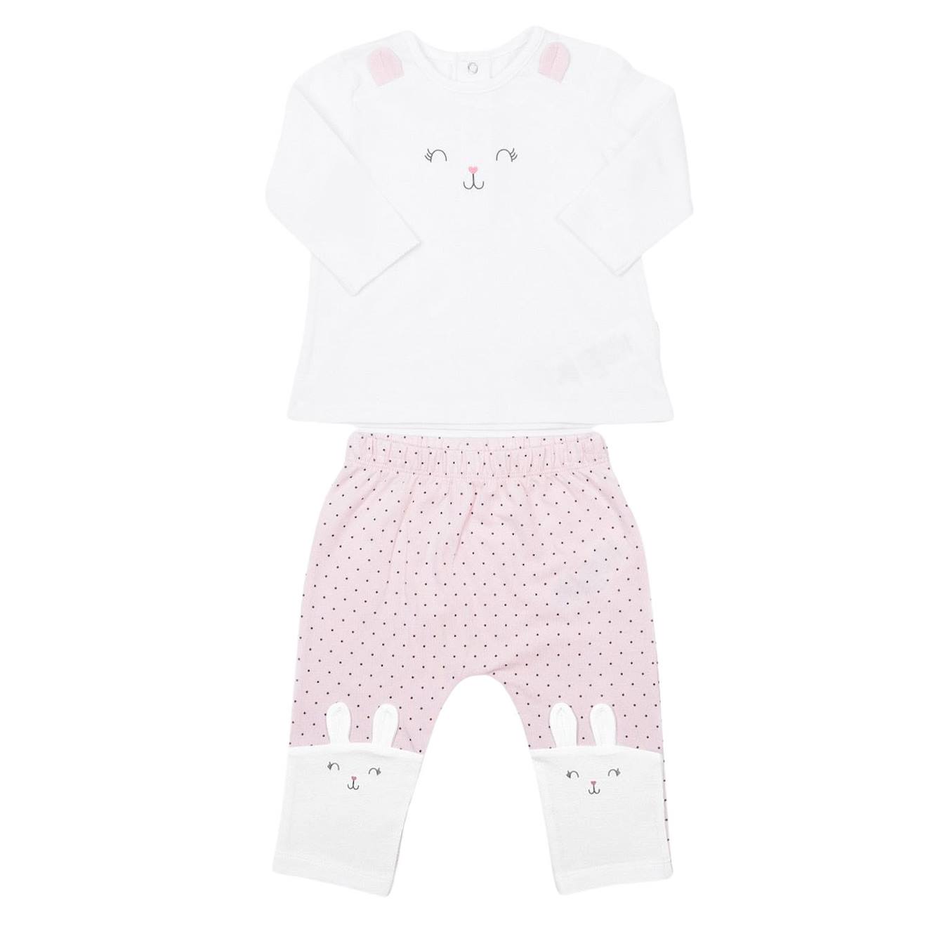 Pyjama Bébé 2 Pièces En Coton Bio Lapin Rose