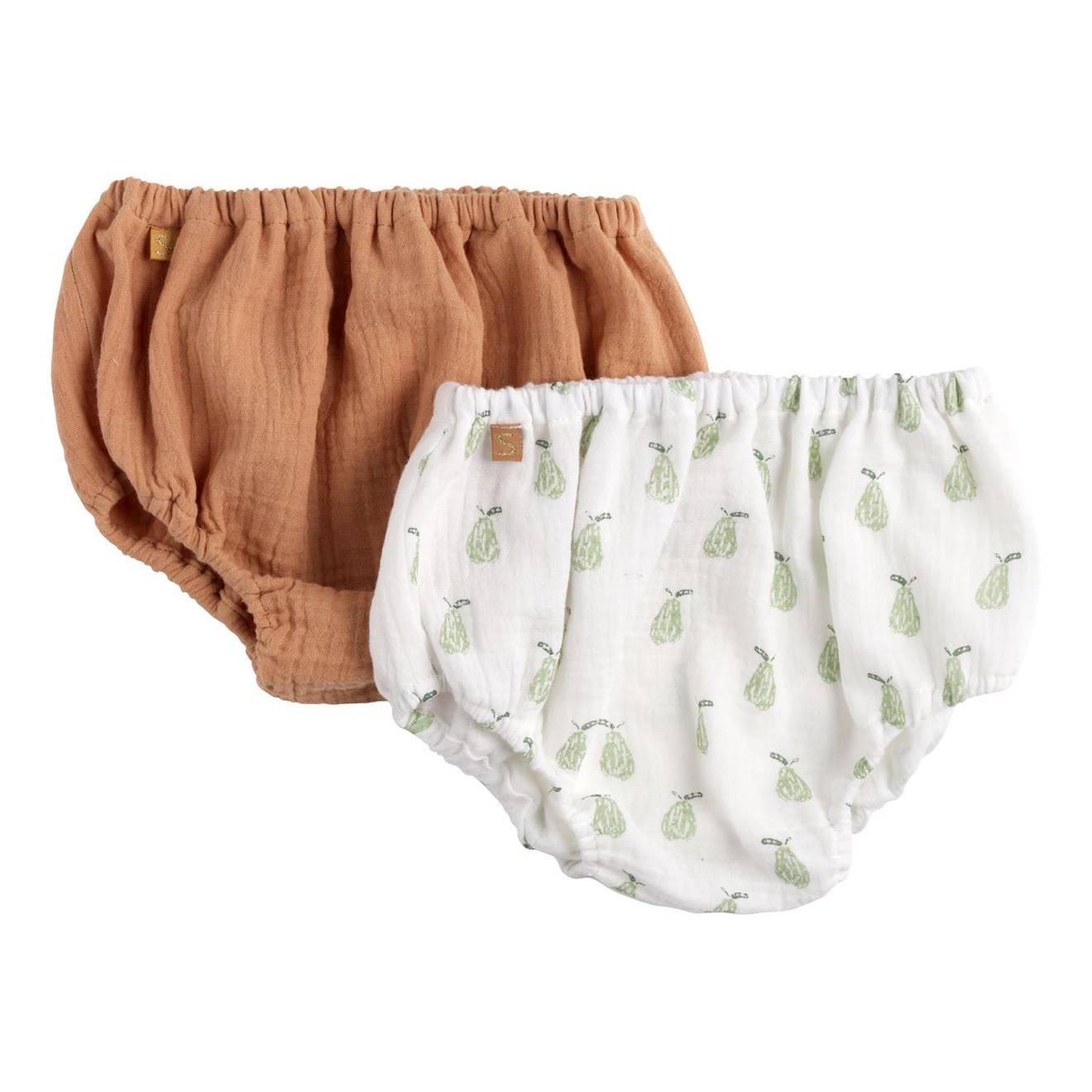 Culotte Bloomer Bébé En Coton Lot De 2 Blanc/orange