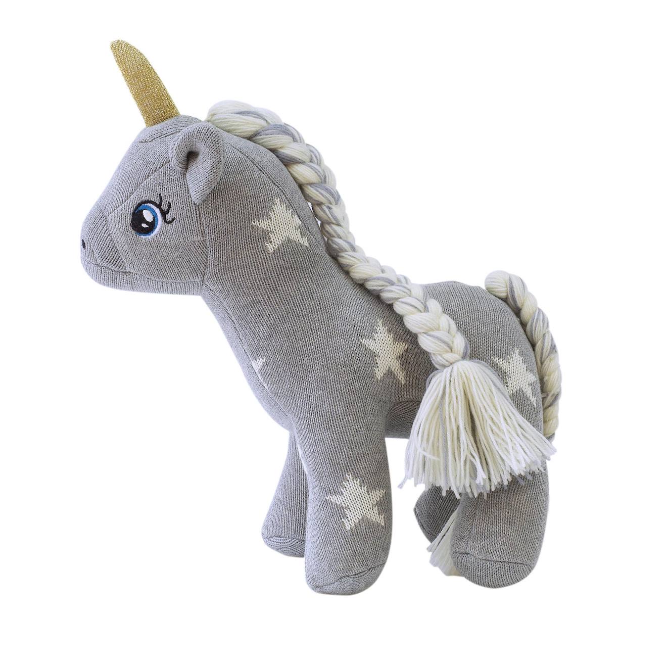 Peluche En Coton Tricot Licorne Étoile Gris