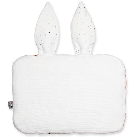 Oreiller plat lapin en gaze de coton jeanne Beige+Blanc+Blanc à pois or+Bleu+Camel+Écru+Gris clair+Terracotta+Vert de gris 13 - vertbaudet enfant 