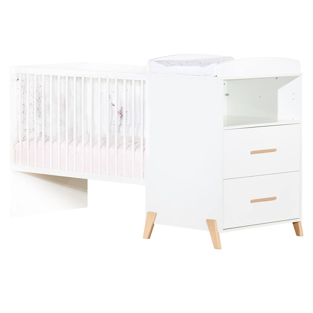 Baby Price - Lit Combiné Evolutif En Bois Blanc/marron
