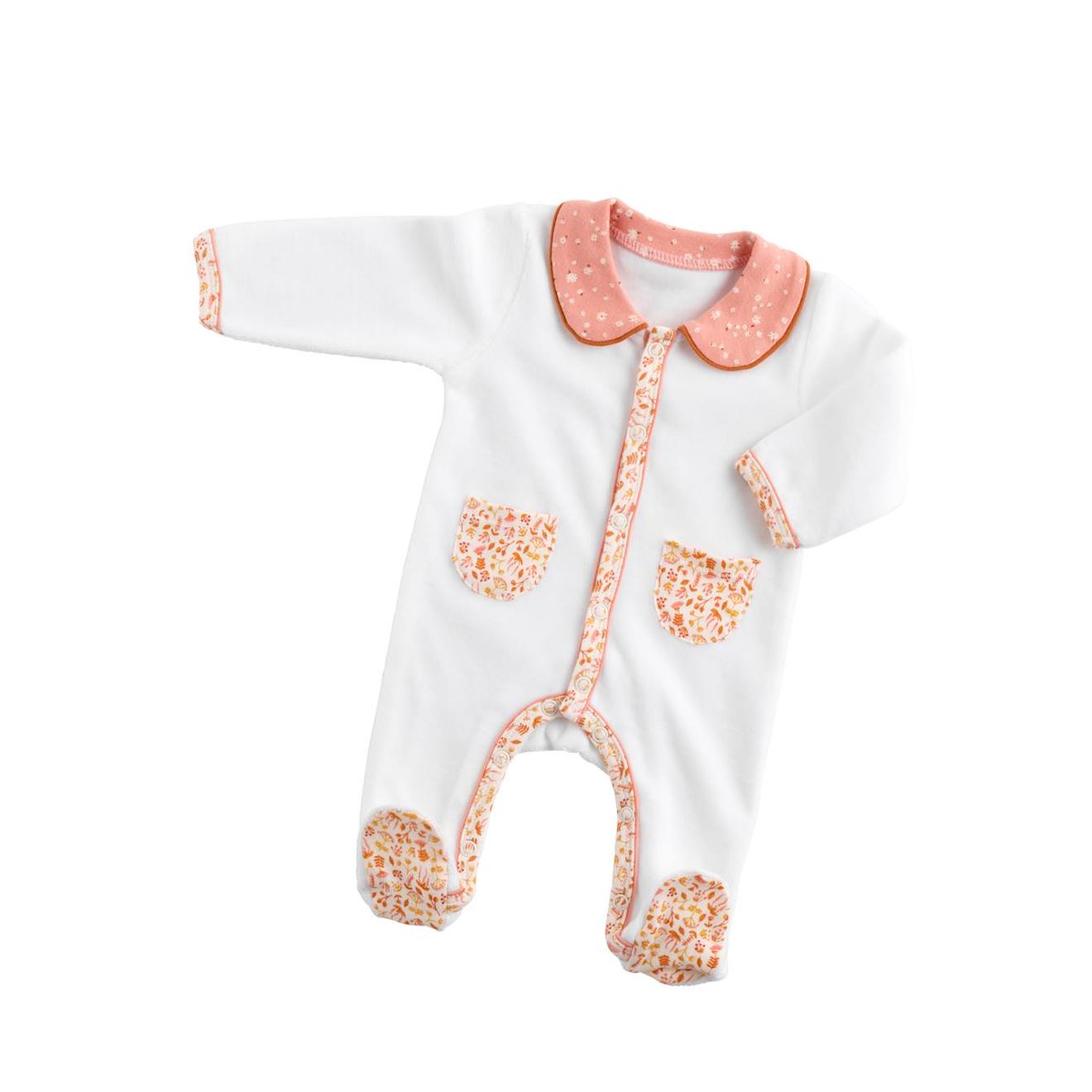 Pyjama Bébé En Coton Blanc/rose