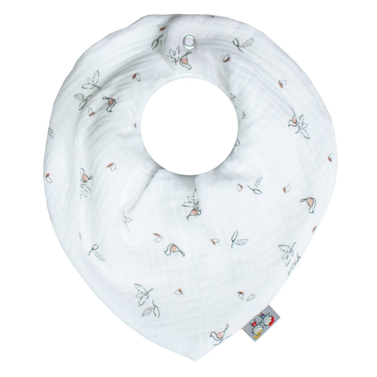 Bavoir Bandana Gaze De Coton Melody Blanc Imprimé Minimaliste