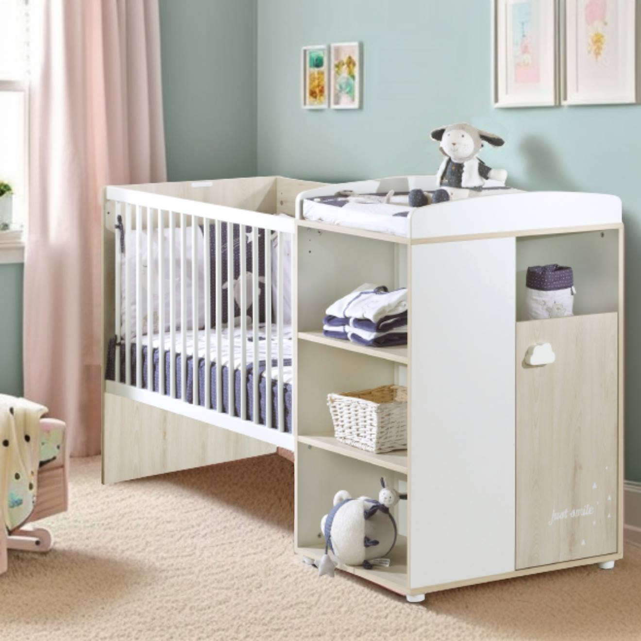 Lit Combiné Evolutif En Bois - Smile Blanc (Baby Price) - Image 1