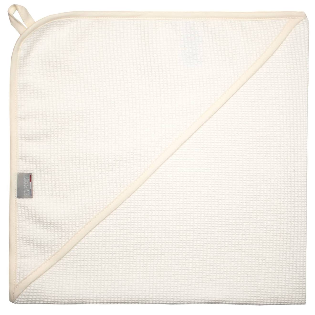 Cape De Bain Bébé En Coton Nid D'abeille Écru