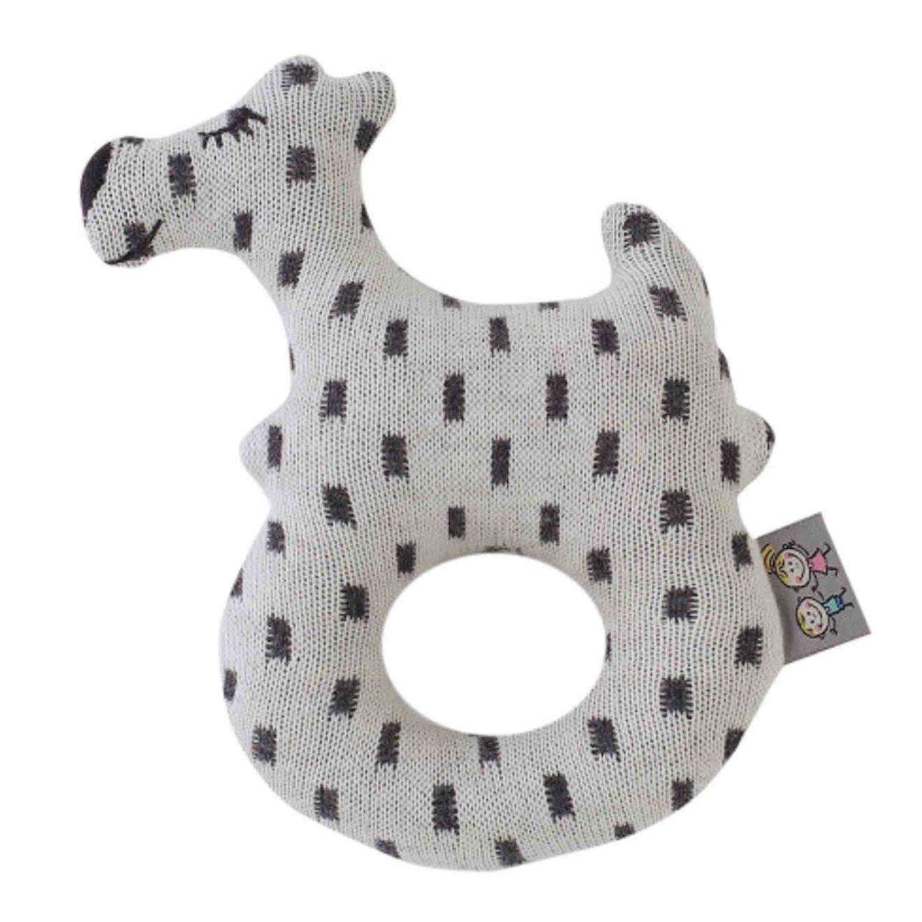 Hochet Tricoté En Coton Bio Beige, Chien