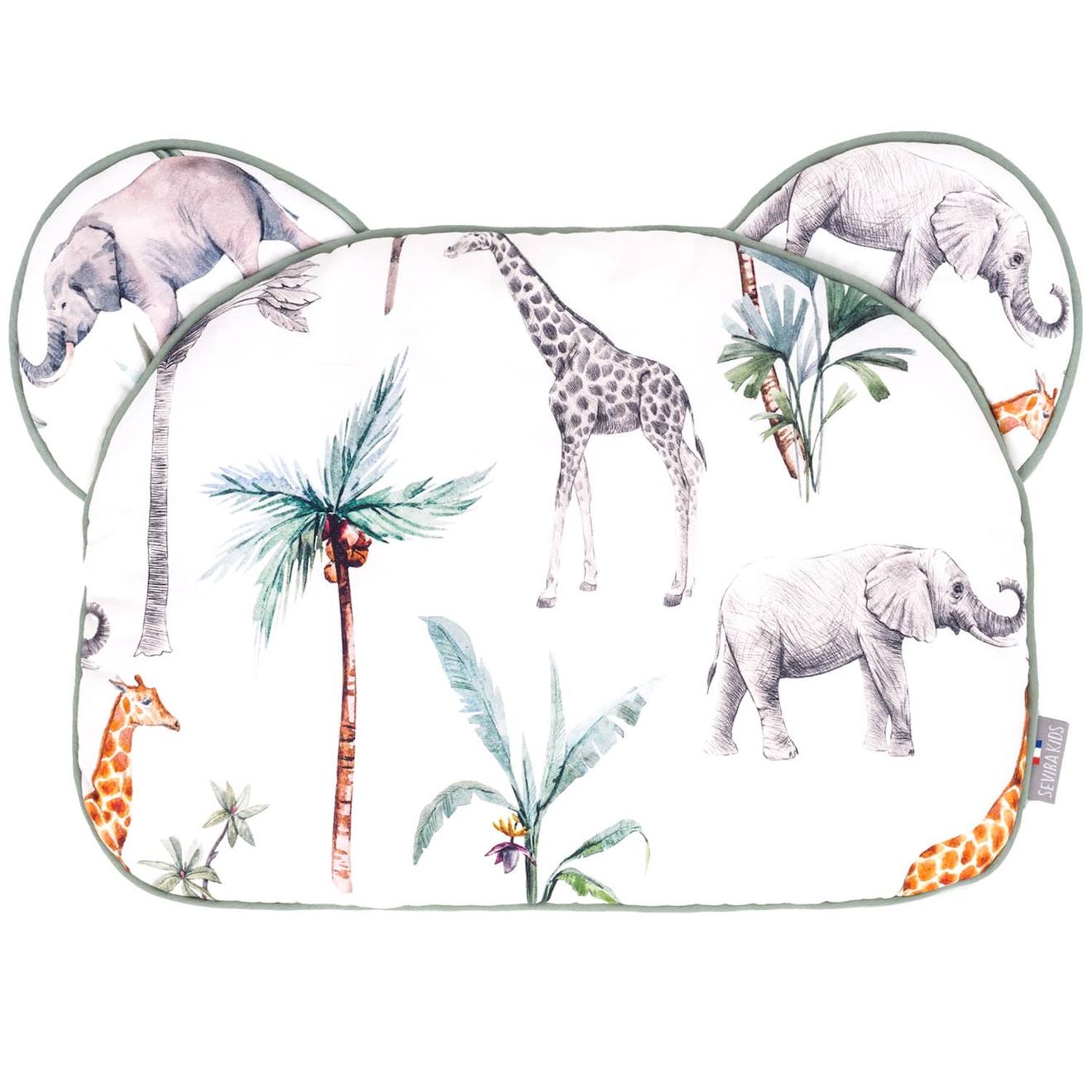 Sevira kids - Oreiller Coussin Plat Réversible Blanc Imprimé Safari