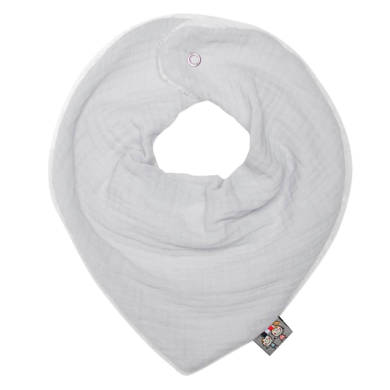 Bavoir Bandana Gaze De Coton Jeanne Gris Clair